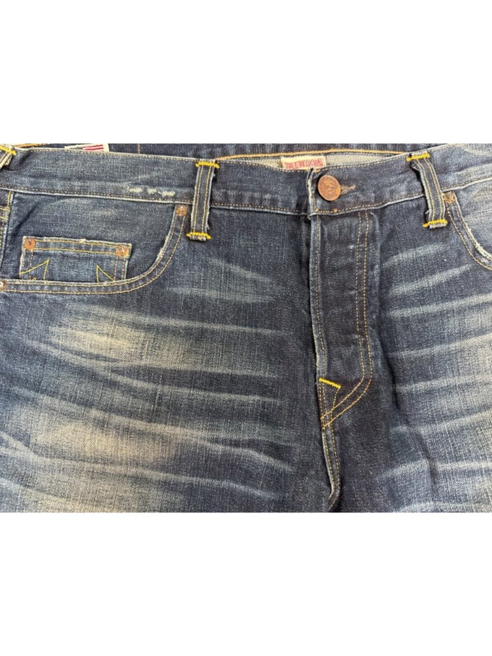 True Religion Mens 38 Bobby Blue Jeans 90s Y2K Buttons Casual Comfort Western - Picture 4 of 13